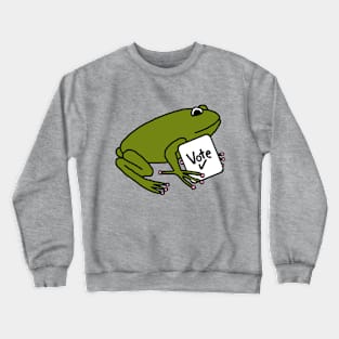 Cute Green Frog with Vote Sign Crewneck Sweatshirt